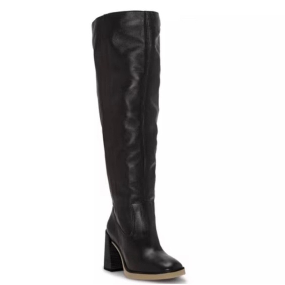 Vince Camuto Knee-High Leather Boots – Size 7 – Black